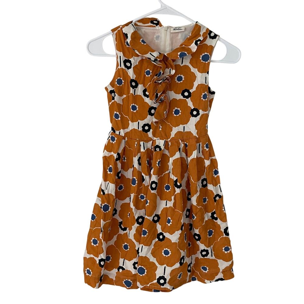 Mini Boden Orange and Blue Floral Kids Dress
